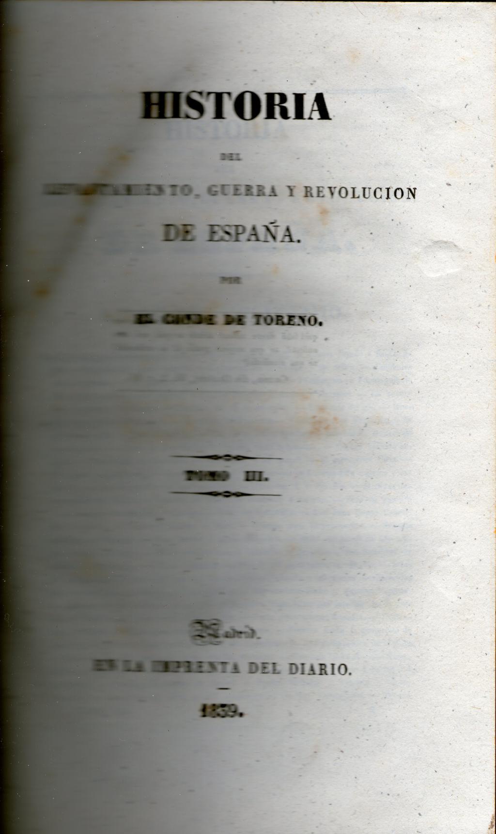 Coberta de Historia del levantamiento, guerra y revolución de España (Tom III)